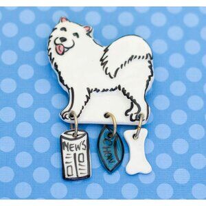 Vintage Dog Charms Ceramic Brooch - M24